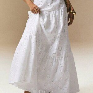 White Boho Women's French Hollow Crochet Skirt